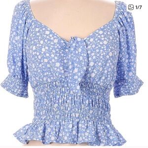 Sienna Sky Blue Floral Mini Skirt and Top